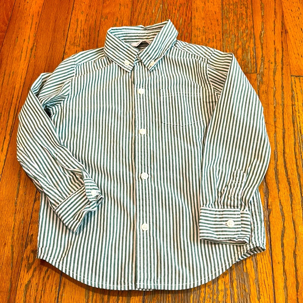 Janie & Jack Green/White button down 3T